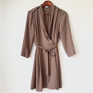 ARITZIA | WILFRED FRANCA FRONT-TIE WRAP EPAULETTE UTILITY STYLE MINI DRESS ROBE